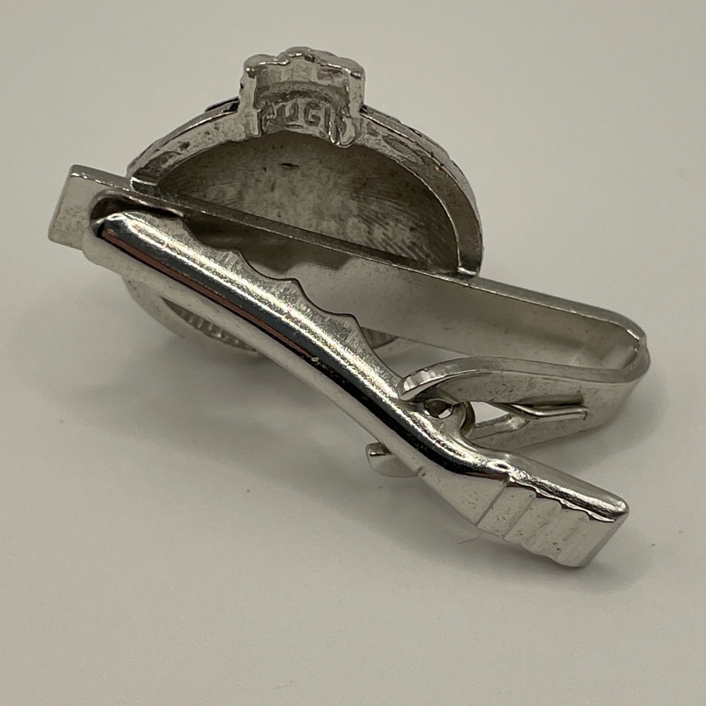 Signed Rugin Telstar Satellite Tie Clip  - Ultra Scarce Vintage Silver Tone 🌎 - Picture 4 of 9